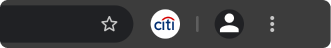 Circular icon depicting Citi logo on a desktop browser's toolbar.