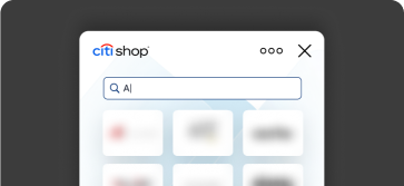 A tile with a search bar that has text within in. Beneath it are squares that have populated to indicate stores that have available offers.